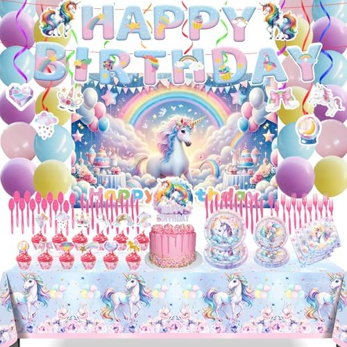 220Pcs Unicorn Party Birthday Supplies - Unicorn Party Decoration...