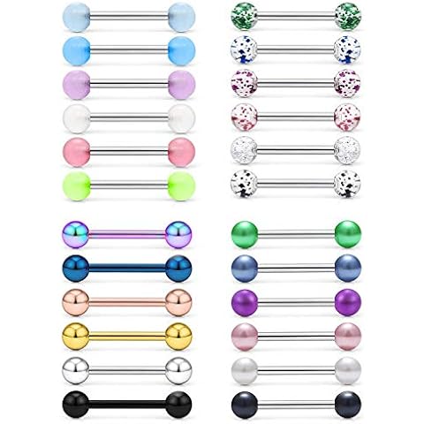 VCMART 24pcs Stainless Steel Tongue Bars Cover