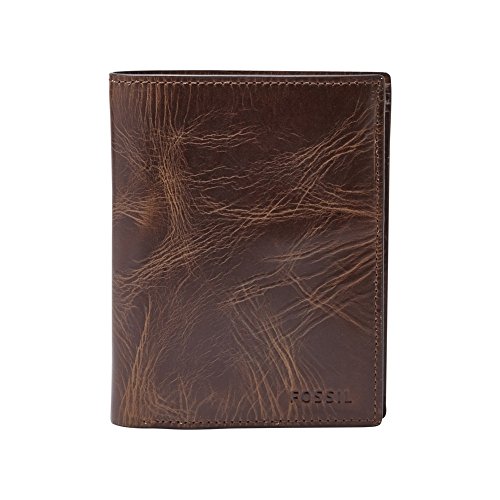Fossil Geldbörse für Herren Derrick, 100% Leder Bifold Dunkelbraun 10 cm...