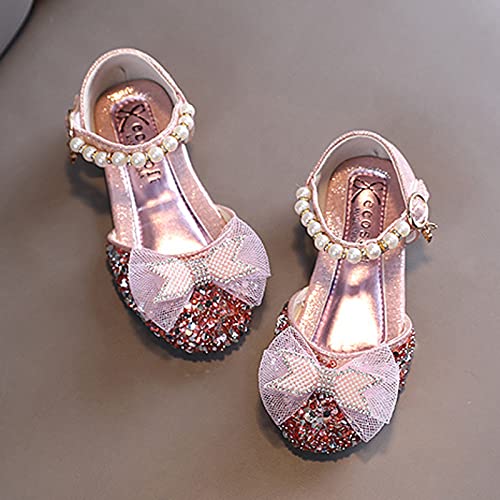 Fashion Spring And Summer Girls Sandals Dress Dance Performance Princess Shoes Sequin Mesh Bow Pearl Pool Shoes Toddler4
