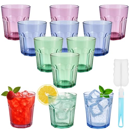 Sinofort 12 Stück Camping Gläser, 270ml Plastikbecher Party Trinkgläser, Wiederverwendbare Kunststoffbecher Bunt, Cocktailgläser Unzerbrechlich für Zuhause, Restaurants, Partys, Spülmaschine(3 Farben)