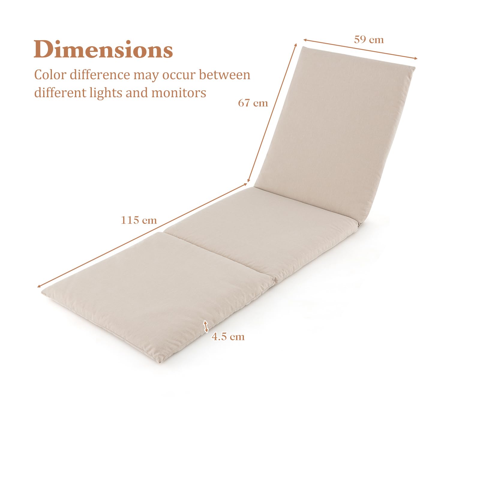 KOMFOTTEU Cuscino per sedia a sdraio da esterno 182 x 59 cm Beige