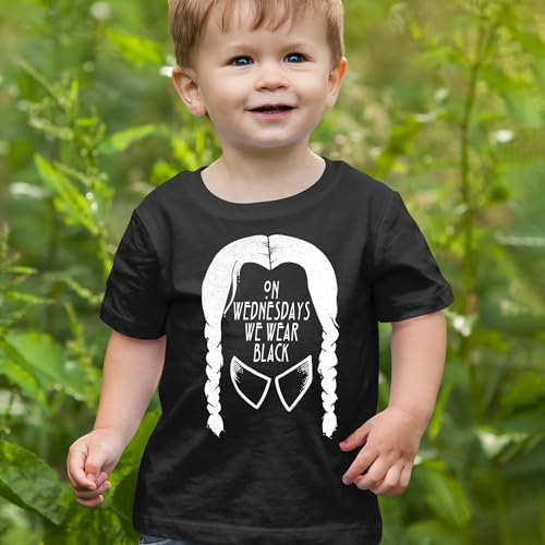 On Wednesdays, We Wear Black Toddler T-shirt, Soft Cotton2