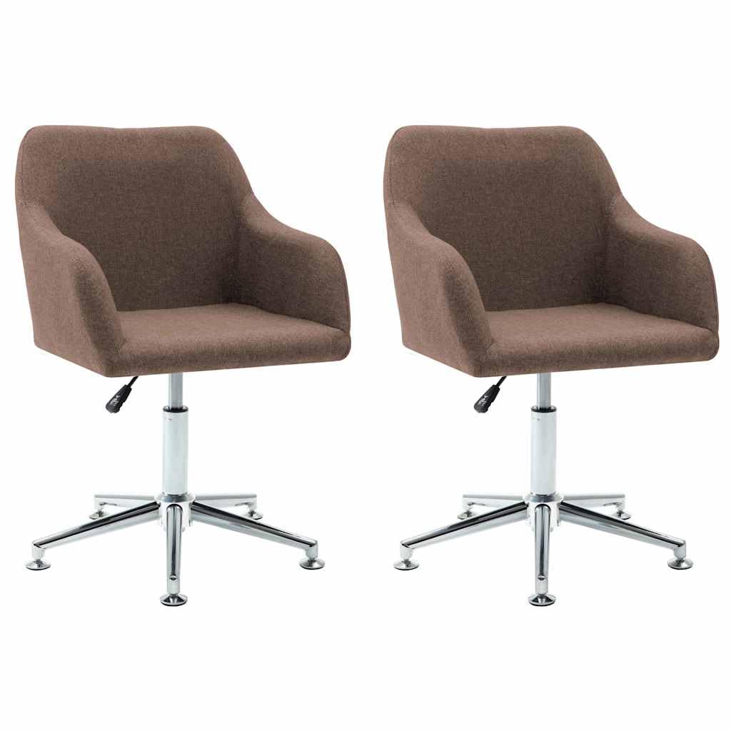 ULUYYUC Modern Swivel Dining Chairs 2 pcs Fabric Upholstered Adjustable Height Brown Ergonomic Design 360-Degree Rotation for Kitchen Living Room Office