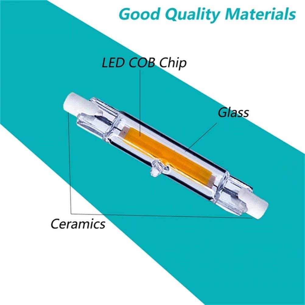 Ampoule COB à Tube de Verre LED R7S, Ampoule LED à intensité Variable R7S, Lampe à maïs 78MM 20W R7S J118 remplace la lumière halogène pour la Lampe de projecteur de Plafond (Paquet de 4)