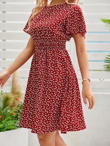 Image of Women's Elegant Floral Dress Coll. (All-Seasons) - Sleeveless /Short /Midi, V-Neck Ruffle, Fashion Casual Party Dresses