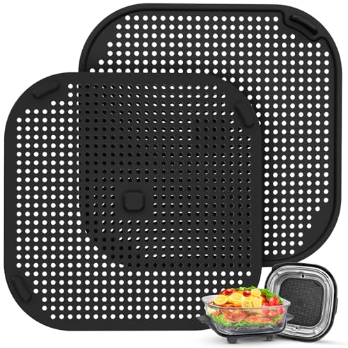 2 PCS Silicon Splatter Shield for Ninja Crispi Air Fryer Heat-Resistant Splash Guard,for Ninja Crispi Accessories,Crisp Containers,Crispy Replacement Parts Protects Kitchen from Oil– Black