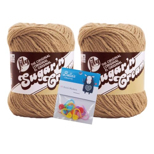 Image of Lily Sugar'n Cream Cotton Yarn Bundle with Bella's Crafts Markers (2, Jute)