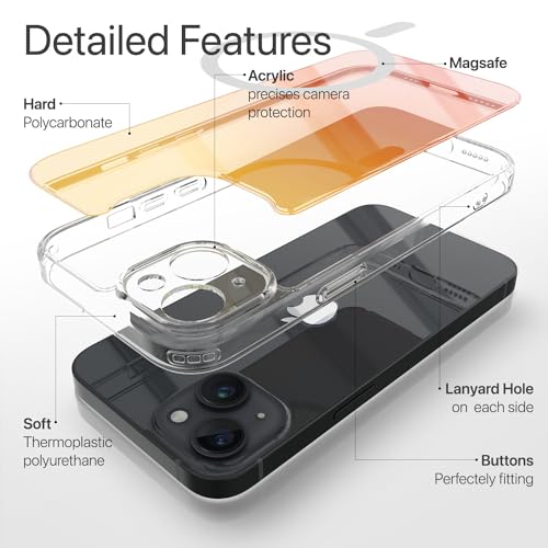 Image of Vaku Luxos TPU Eternity Magpro Back Cover Case For iPhone 15 Scratch Resistant Slim Fit Protective Design Military-Grade Protection Compatible With Mag-Safe Wireless Charging-Yellow & Orange