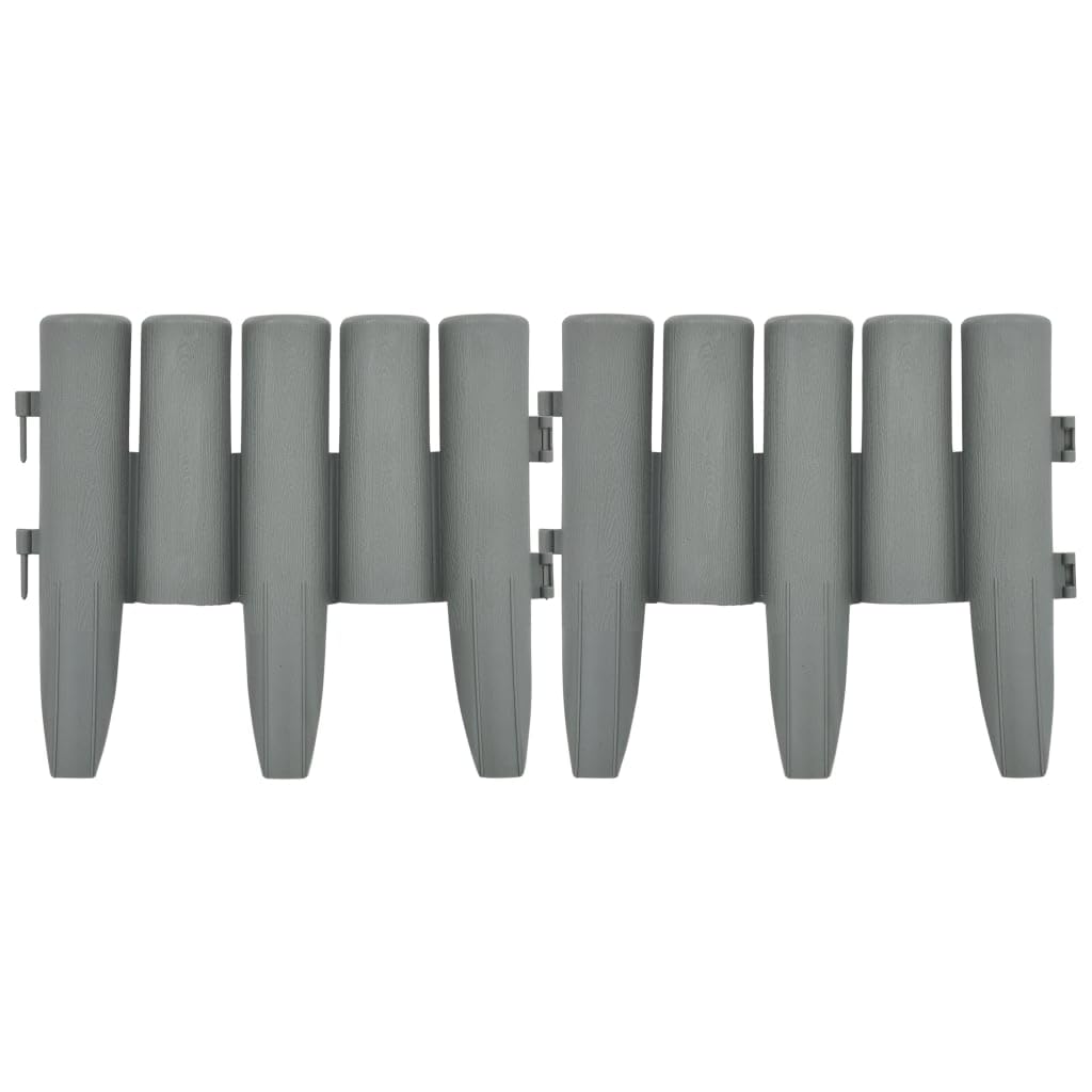 Lot de 36 bordures de pelouse grises en polypropylène - Longueur : 10 m - Robuste - Pour pelouses et parterres de fleurs - Bordure de pelouse résistante aux UV - Design bois pour l'aménagement