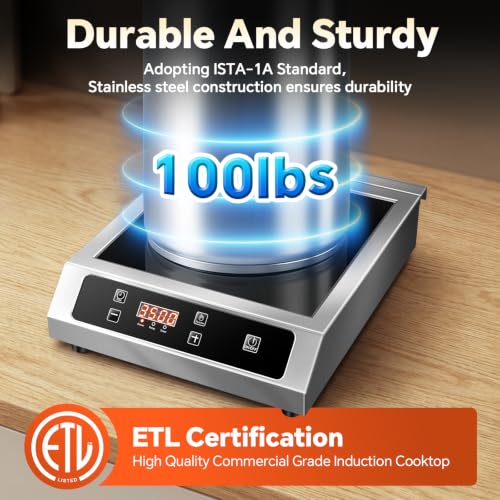 Image of 3500W Commercial Induction Cooktop with Sensor Touch LCD