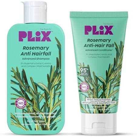 PLIX - THE PLANT FIX Rosemary Anti Hairfall Regime| Advanced Shampoo & Conditioner | Reduces Hair Fall & Strengthens Hair | Rosemary Extract, Ceramides & Plant Keratin | For Men & Women
