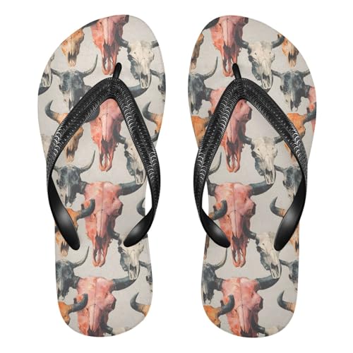 Flip Flop Sandals Skull Of Bison Print for Women Men Beach Outdoor XS