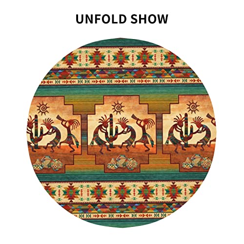 Southwest Native American Kokopelli, Round Tablecloth Wrinkle Resistant Waterproof Polyester Table Cloth Washable Table Cover For Dining Table Parties Banquet Family, 48"X48" #TOP1