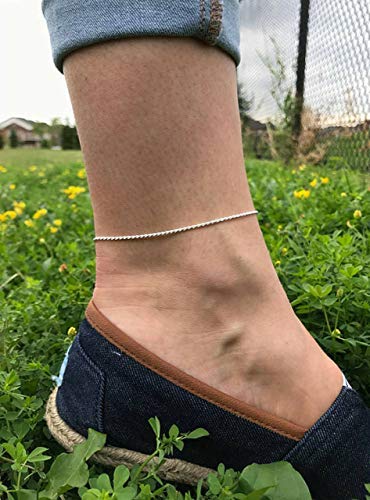 Image of NEMICHAND JEWELS Women's Pure Silver 925 Anklet Payal with Certificate (Silver, White, Single Piece)