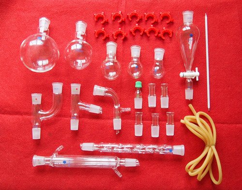 Gowe New chemischen Glaswaren Kit, Labor Glas Set mit Schliffe 24/29,29pcs