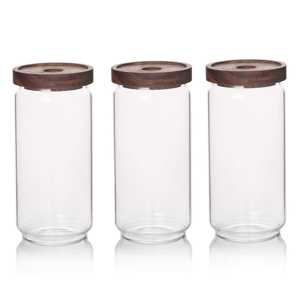 SWEEJAR 33 OZ Glass Food Storage Jar with Lid (set of 3),Airtight Canisters for Bathroom,Kitchen Container with Bamboo Cover for Serving Tea, Coffee, Spice and More