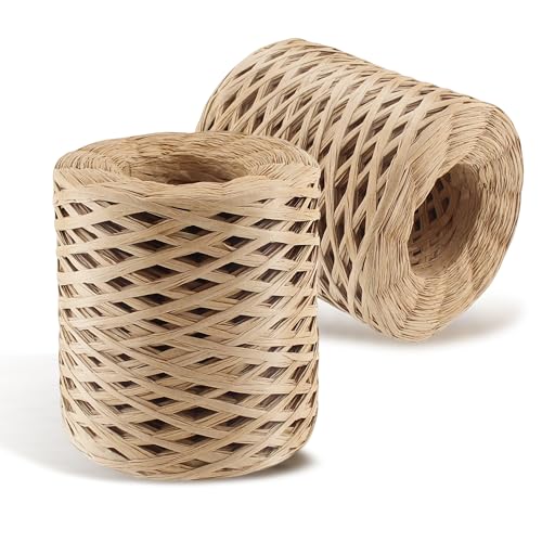 2pcs Natural Raffia Ribbon for Crafting and Gift Wrapping
