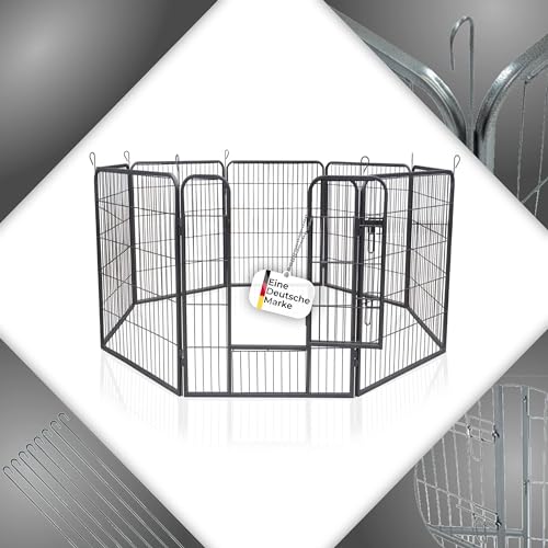zoomundo Welpenauslauf 100cm hoch XL Laufgitter Tierlaufstall Welpenkäfig Absperrgitter Freilaufgehege Welpenzaun 8-Eck - Black Edition
