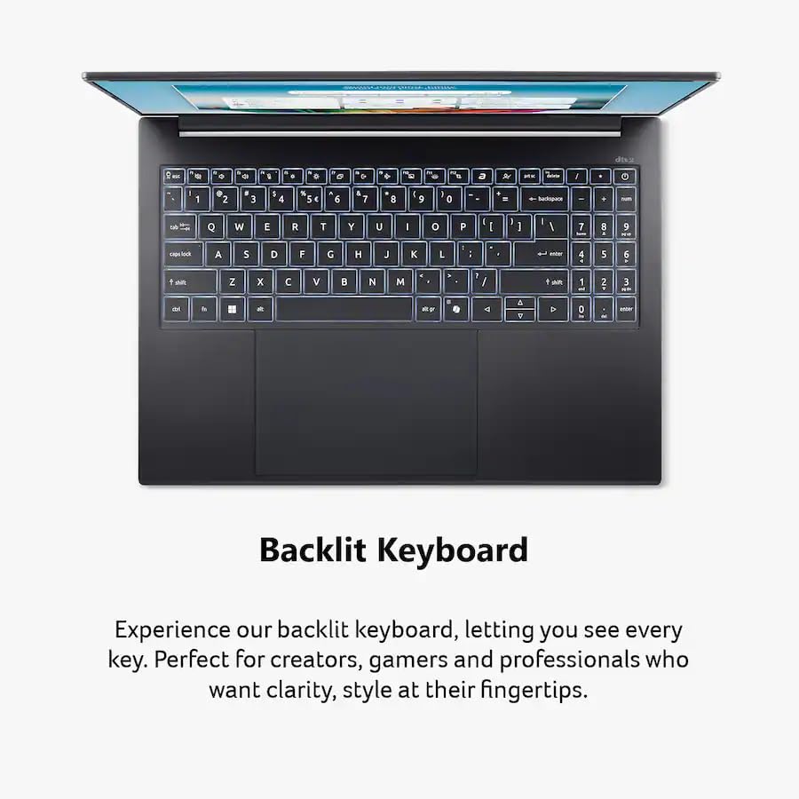 Image of Acer Swift Go 16 AI Copilot+PC Laptop, 16 inch WUXGA 120Hz Touchscreen, AMD Ryzen AI 9 465 (10-core, Up to 50 Tops), 32GB RAM, 2TB SSD, Windows 11, Wi-Fi 7,Backlit KB, Black, TWE Accessories