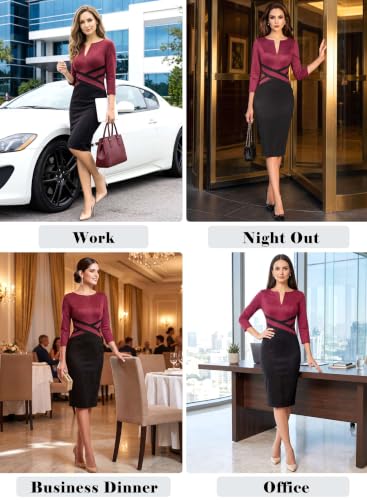 Image of VFSHOW Womens Front Zipper Work Office Business Casual Church Sheath Dress