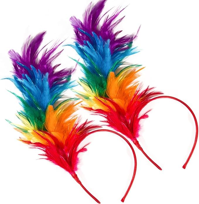 JUNBESTN2 Pack Feather Fascinator Women Halloween Christmas Tea Party 20s 50s 80s Headband Hat