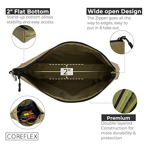 Coreflex 3 Pack Premium Tool Pouch Zipper Bag, Small Tool Bag, Multipurpose Storage Pouch, Heavy Duty Flat Bottom Tool Bag With Ykk Zipper For Tools, Gadgets, Cosmetics, Stationary. 12 X 7 X 2 Inches #TOP2