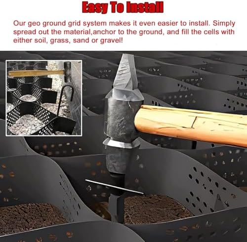 Hillside Erosion Control Grid - Soil Reinforcement Mesh for Wet Clay, Pea Gravel Stabilizer, Durable Ground Support, Easy to Cut and Install, Ideal for Slopes