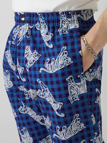 Image of Bewakoof Men's All Over Printed Regular Fit Poplin Cotton Pyjamas