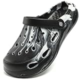 JOYFULTYKES Kids Boys Girls Classic Camo Beach Clogs | Lightweight Water Sandals - Quick-Dry Non-Slip Light and Durable （Little Kid/Big Kid） Size 13 Little Kid White Black