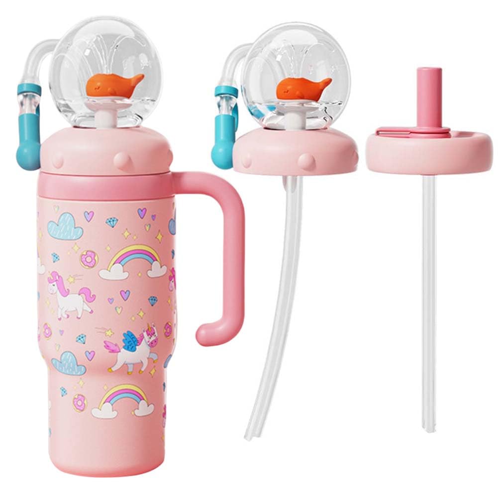 Taza de agua de ballena de acero inoxidable de 24 oz con asa perfecta para niños, adolescentes y adultos