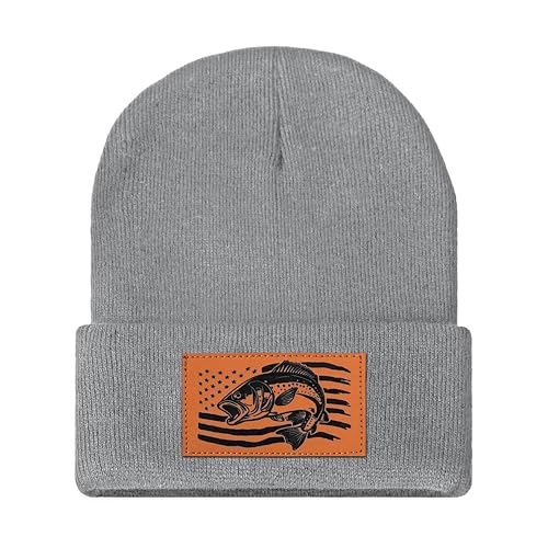 Image of American Flag Fishing Beanie Hat for Men, Christmas Dad Birthday Beanie Hats Gift for Women Men