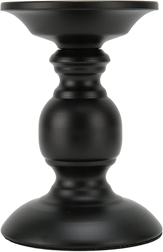 Portavelas de pilar, portavelas de pilar a prueba de óxido, hierro de metal negro, mate, adorno para decoración de mesa de comedor, portavelas negro
