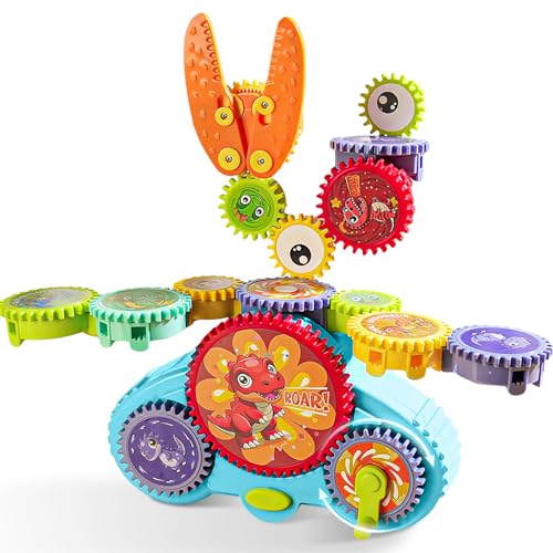 YIKANWEN Brinquedo de blocos de engrenagens giratórios, 13 peças com design de dinossauro brinquedo de construção criativa para crianças, adequado para crianças dos 3 aos 6 anos