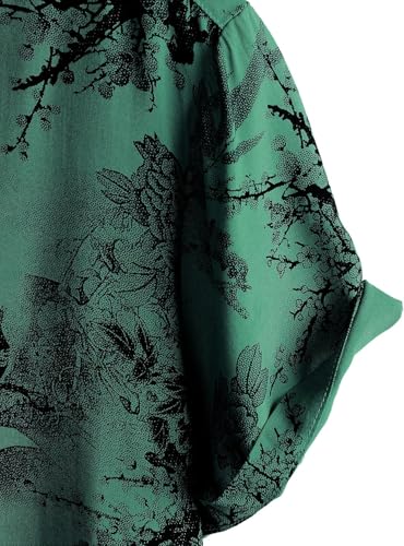 Image of NoseQueen Floral Print Cotton Multi-Colored Short Sleeve Button Down Beach Outfits for Men Shirt