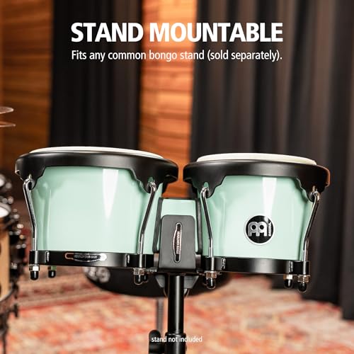 Image of Bongo Drum Set with Durable Synthetic All-weather Shells, Journey Series - NOT MADE IN CHINA - Natural Buffalo Skin Heads, 2-YEAR WARRANTY