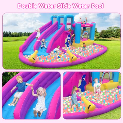 FBSPORT Inflatable Bounce House Water Slide Park Bouncer Castle with Double Cannon and Climbing Wall - Image 2