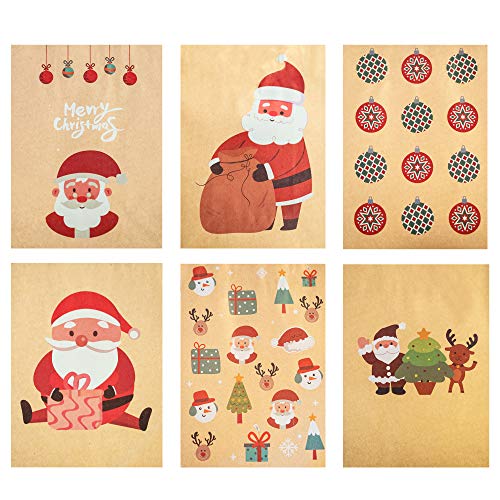 Uptotop Christmas Paper Gift Bags with Handle, 24 Pack 9.1\" X 7.3\" X 3.5\" Xmas Paper Bags with 6 Different Design for Party, Classroom and Holiday - Thumbnail 3
