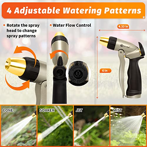 Image of AUTOMAN Garden Hose Nozzle - 100% Metal High Pressure Spray Nozzle, Adjustable Spray Patterns,Labor-Saving,Heavy Duty Water Hose Nozzle for Garden Watering, Car Washing, Window Cleaning,Pets Showering
