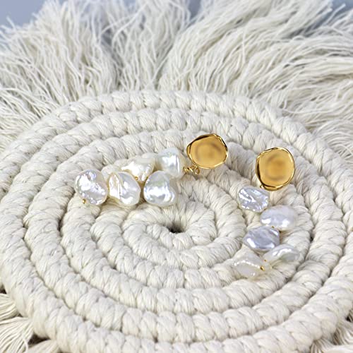 ELEXIS Long Baroque Pearl Earrings For Women Dangle Gold Dainty Statement Tassel Real Pearl Drop Jewelry For Wedding Bridesmaid Hanging (drop)4