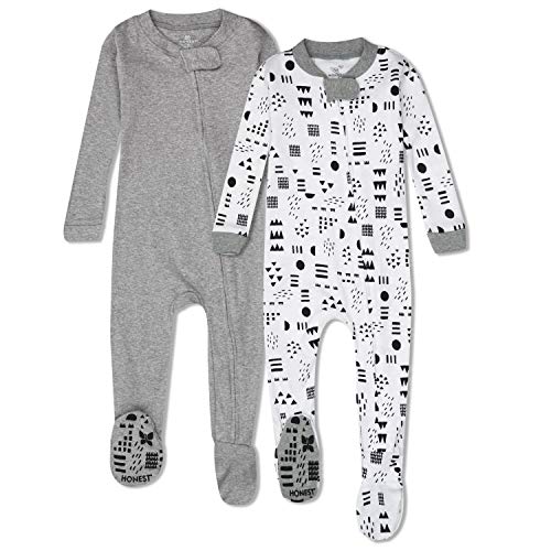 Image of HonestBaby unisex baby 2-pack Organic Cotton Snug-fit Footed Pajamas and Toddler Sleepers, Pattern Play, 24 Months US