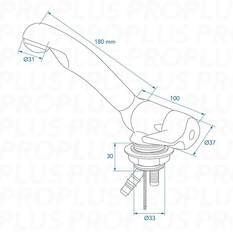 Kalt-Wasserhahn Keramik Style 12V Ø33 mm – Klappbar, Chrom, für Wohnmobil & Boot