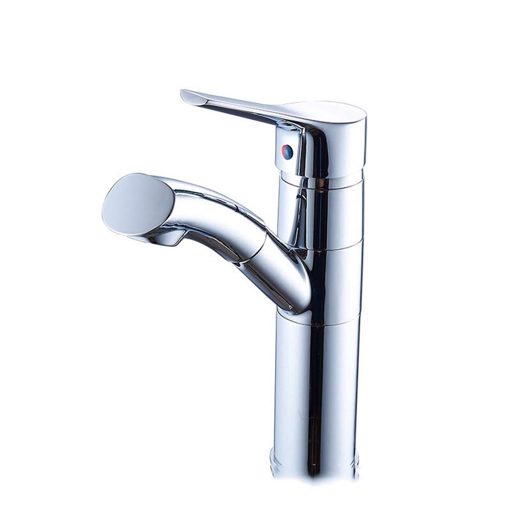 WasserhahnTap All copper basin pull style faucet hot cold kitchen pull sink faucet can be rotated