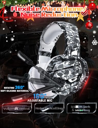 FEIYING Gaming Headset with Microphone, Gaming Headphones Stereo 7.1 Surround Sound PS4 Headset 50mm Drivers, 3.5mm Audio Jack Over Ear Headphones Wired for PC Switch PlayStation Xbox PS5 Laptop