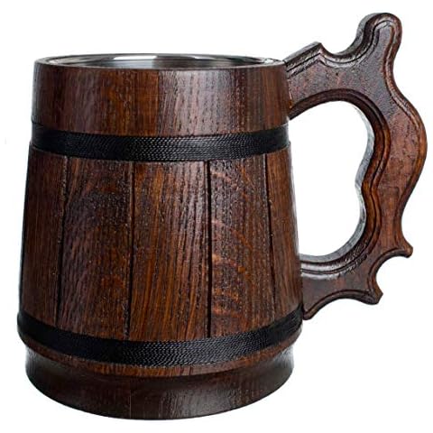 Jarra de cerveza de madera y acero inoxidable Cover