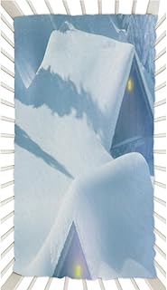 Snow Hut Crib Sheets for Boys, Girls Machine Washable Soft Cozy Microfiber Fitted Crib Sheet for Standard Crib and Toddler Mattresses Boys Girls 28x52 Inch