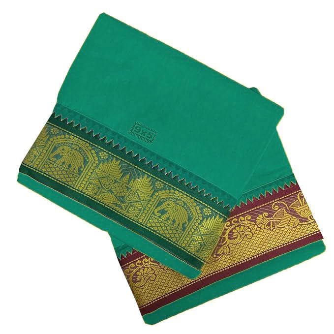 Serviette en coton écru PRAKASAM COTTON pour homme lot de 2 vert traditionnel