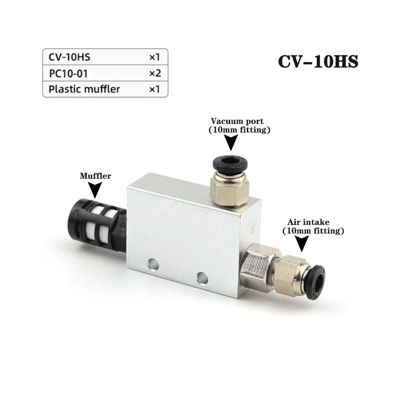 Generador de vacío, eyector de escape de aire, presión neumática CV-10HS 15 20 25 30, válvula de Control negativo, eyector de vacío integrado(CV-25 w 10 Fitting)