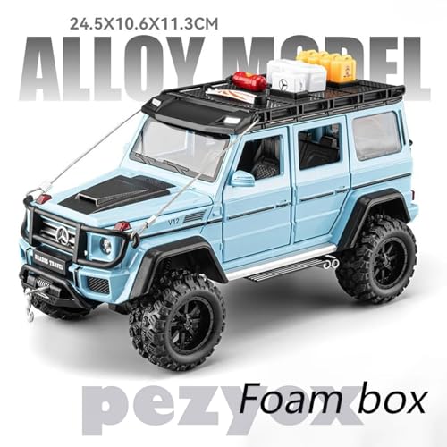 Image of 1:24 Diecast Mercedes-Benz G550-4X4 Modified Metal Pull Back Car with 6 Openable Doors & Sound Light Auto Toy car Best Gift Toys for Kids Boys (Sky Blue)