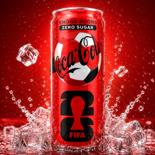 Image of COCA-COLA Zero Sugar FIFA Special Edition Soft Drink Cans, 320ml x 4pcs | Sugar Free Carbonated Cola, Fizzy Chilled Party Drink, By COUGAR, Imported-MALAYSIA